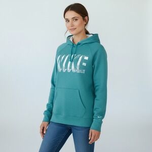 Nike Therma fit pullover‎ size medium teal logo comfort hoodie